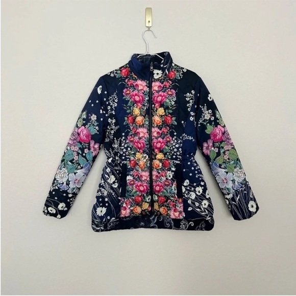 Johnny Was Neutra Reversible Floral Parka Puffer Jacket - Picture 5 of 11